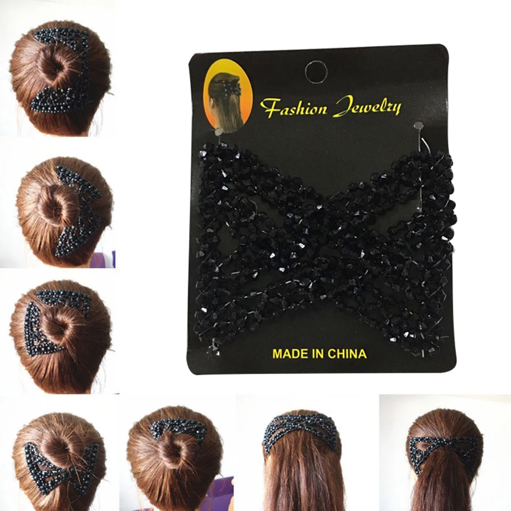 Гребень легко двойные зажимы Волшебные бусины эластичные скользящие заколки для