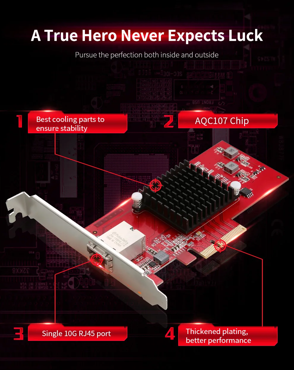 CF-P100 10G Ethernet PCI-E адаптер беспроводной сетевой карты 2.5G/5G/10G PCIE-X4 10 Гбит/с быстрый