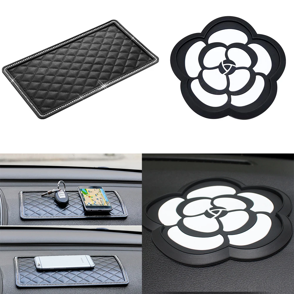 

1PCS Car Interior Anti-Slip Pad Mat for Mobile Phone Keys GPS Silicone Diamond Rhinestones Car Sticky Car Charm anti slip mats