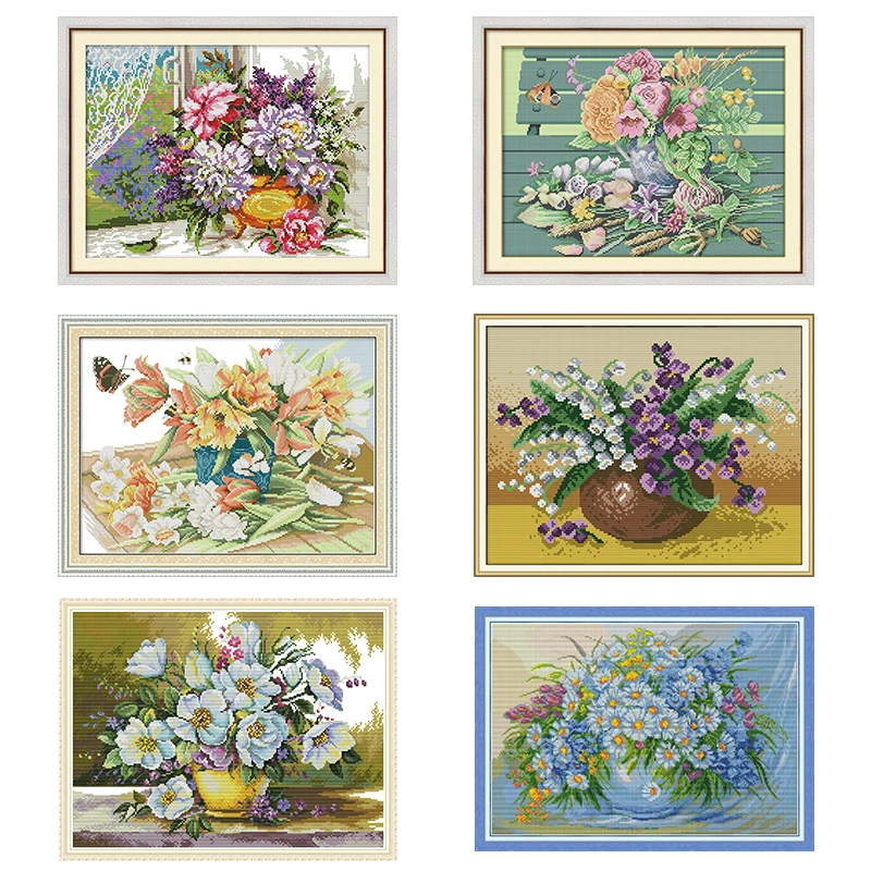 Картина маслом с изображением вазы, Набор для вышивки крестом 11CT14CT, DMC, набор для рукоделия