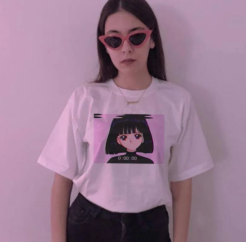 Эстетика vaporwave футболка Женская Корейская grunge ulzzang kawaii 90s harajuku женская уличная