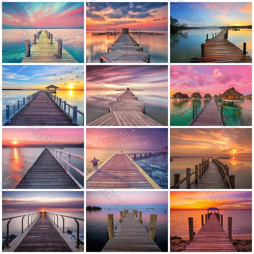 

Diamond Embroidery Natural Landscape Romantic Bridge Sunset 5D Diy Cross Stitch Rhinestones Square or Round Diamond Wall Decorat