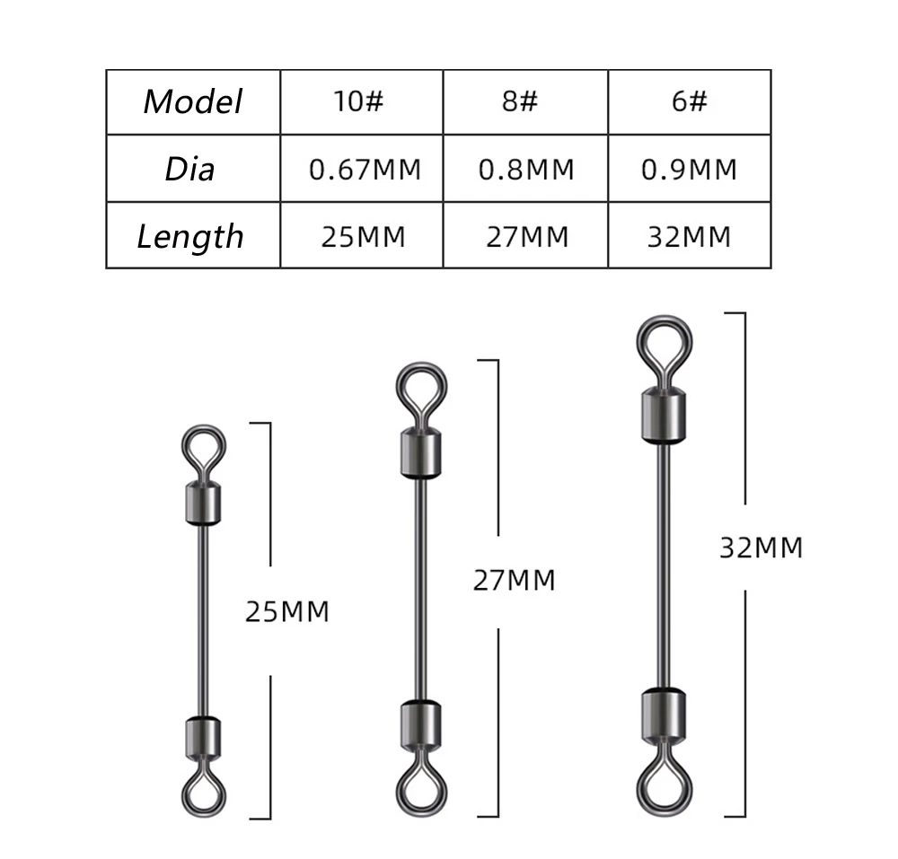 200 шт. длинный шарикоподшипник с быстрозажимом Вертлюги для рыболовного крючка