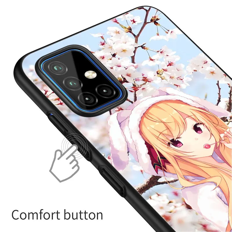 Японский розовый аниме чехол для Samsung Galaxy M12 M11 M21 M02S M42 M30S M31S M40S M51 M32 M01 J2 Core J6 J8 2018 J4 -