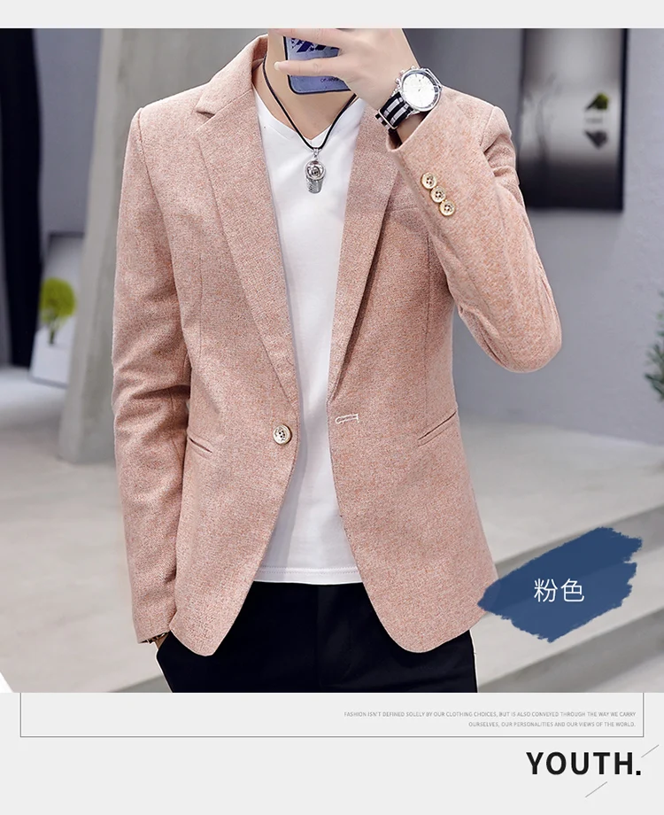 

2021 Men's Autumn New Handsome Casual blazer Youth Solid Color Fashion All-Matching Slim-Fitting blazer
