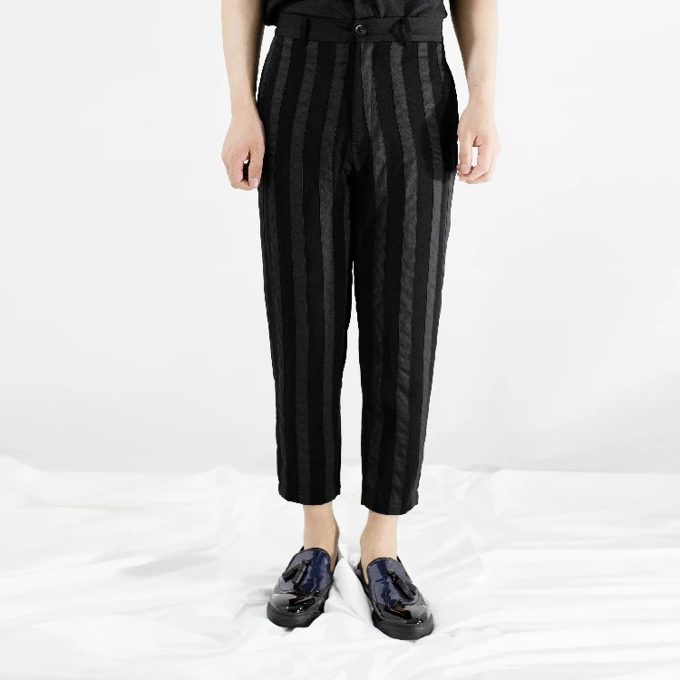 Новые мужские шаровары в полоску Корейском стиле повседневные шерстяные брюки