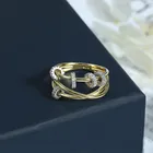 Кольцо кружевное женское, золотое, с фианитами