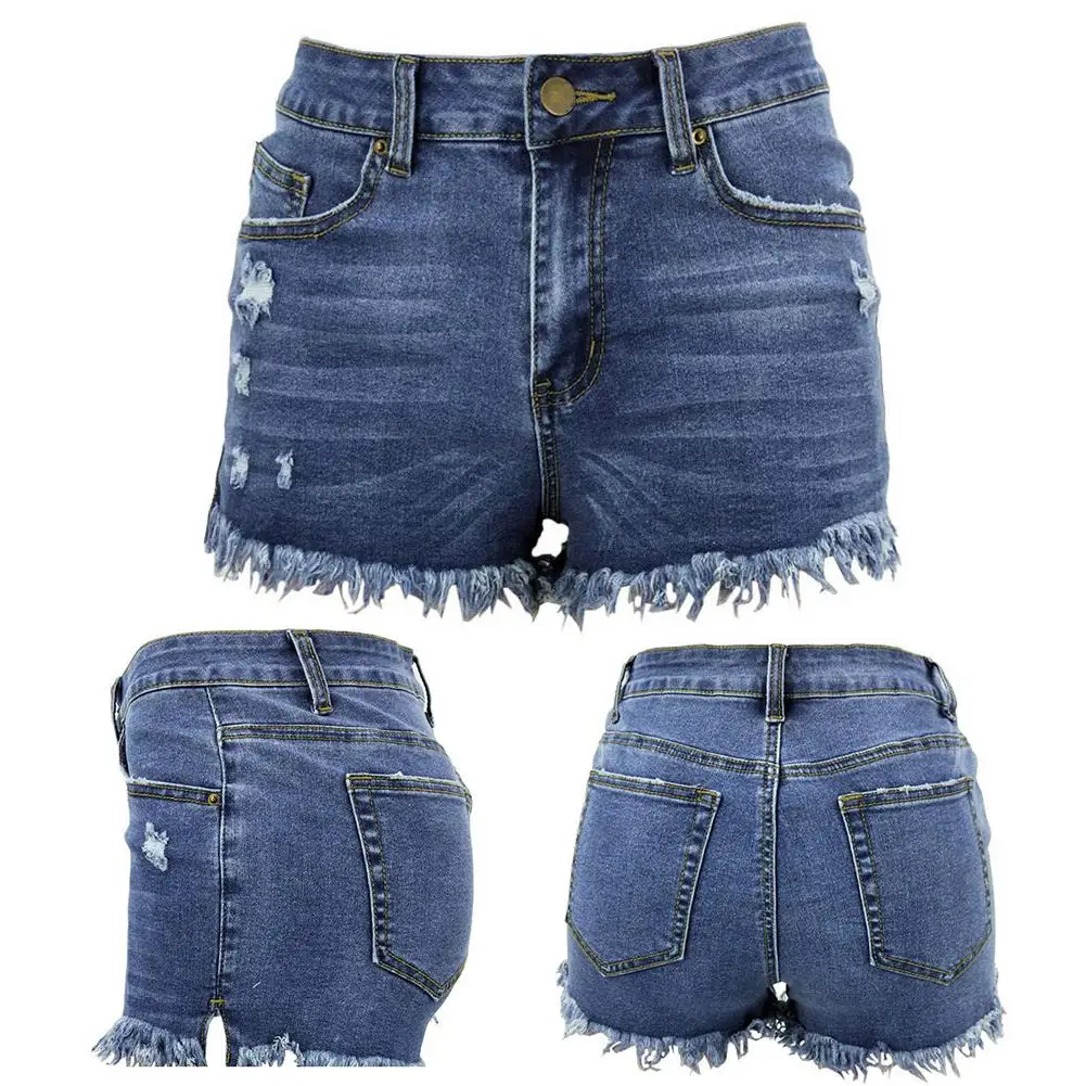 

Women Shorts Stylish Summer Pockets Ripped Side Slit Tassel Shorts Minipants Hot Pants Women Clothing Street Wear