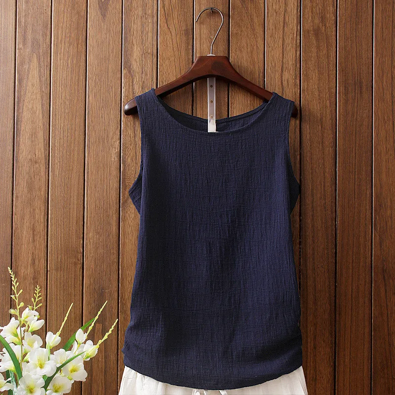Женские летние хлопковые льняные топы новинка 2018 однотонные повседневные