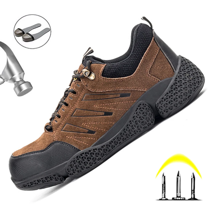 

Мужская защитная обувь, рабочие ботинки с защитой от проколов, неразрушаемая обувь, рабочие кроссовки, обувь со стальным носком, Мужская защ...