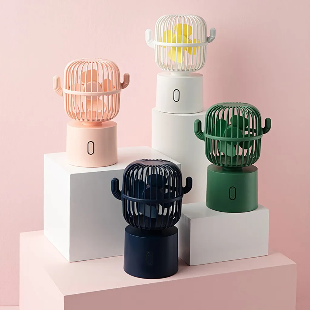 

Personal Fan Small Desktop Usb Desk Fan Cactus Mini Handheld Table Rechargeable Smart Home Fashion Mute Desktop Office Fan