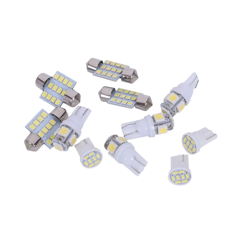 

11 Pcs White LED Lights Interior for T10 & 31mm Map e License Plate Lamp