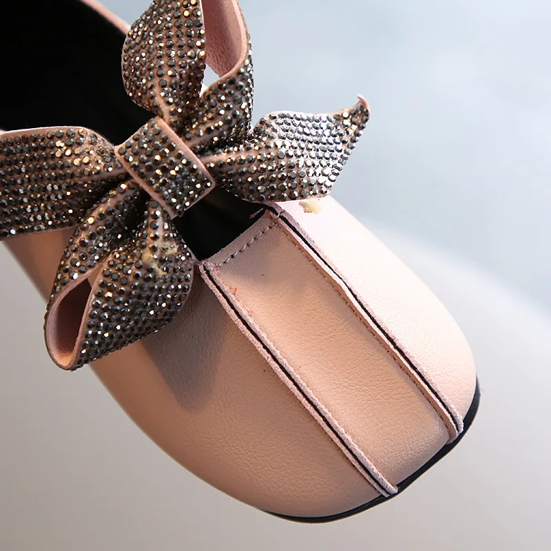 Новинка 2020 милая обувь принцессы с бантом для девочек модные кожаные туфли на