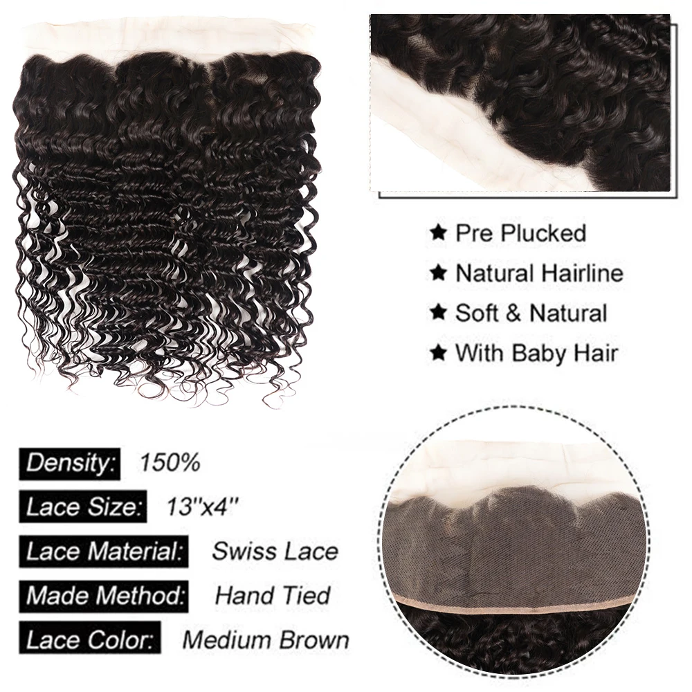 Волосы шуангья индийские глубокие волнистые пучки с фронтальной remy волосы фронтальные с пучками человеческие волосы 3/4 пучки с фронтальной