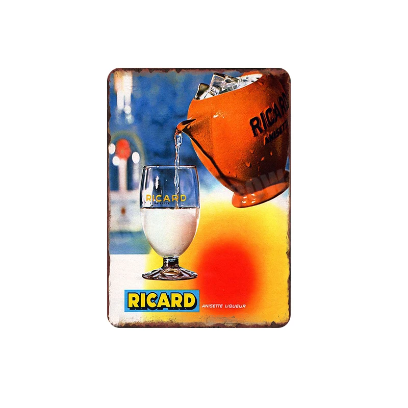 Винтажная металлическая жестяная вывеска Ricard Beer винтажная тарелка для виски