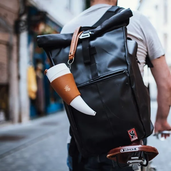 

Coffee Mug 350ML Goat Horns Mug Vacuum Cup Thermos Flask Tea Cups Travel Couple Water Bottle with Rope