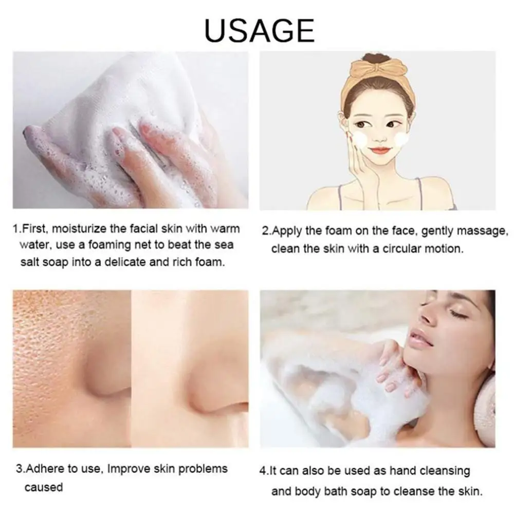 

Sea Salt Soap Removal Pimple Pores Acne Treatment Cleaner Moisturizing Goat Milk Face Wash Soap Base Skin Care