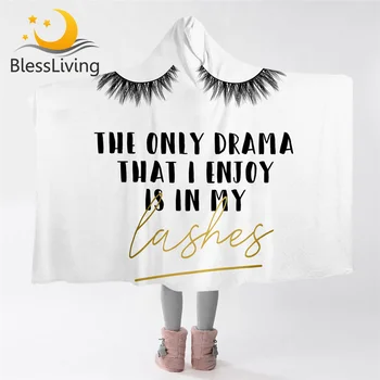 Blessliving Eyelash Hooded Blanket Letter Microfiber Sherpa Fleece Blanket Lashes Inspirational Stylish Wearable Throw Blanket 1