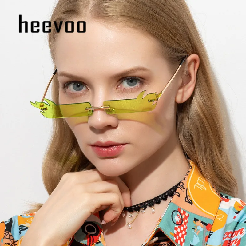 Трендовые солнечные очки с пламенем женские ретро огнем и прямоугольными