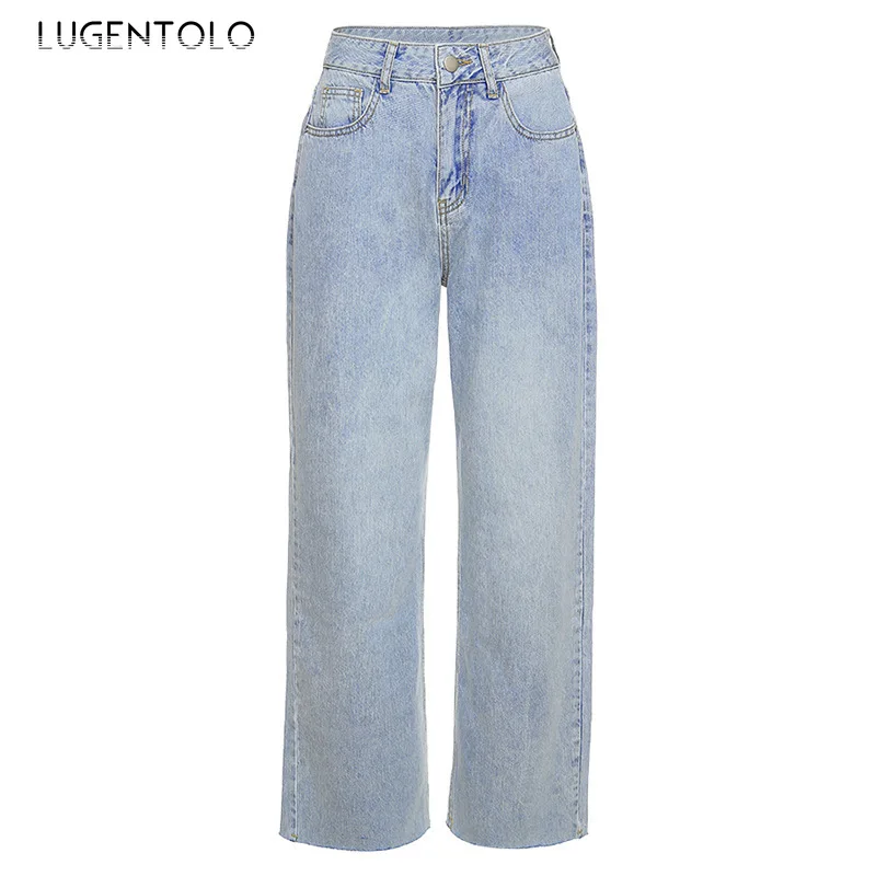 

Lugentolo Women's Loose Jeans Summer High Waist Slim New Casual All-match Solid Female Straight Fashion Long Jeans
