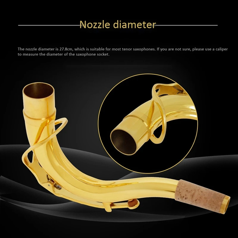 

Music Fancier Club Professional Instrument Tenor Saxophone Neck Brass Sax Neck Accessories 27.8cm in Diameter