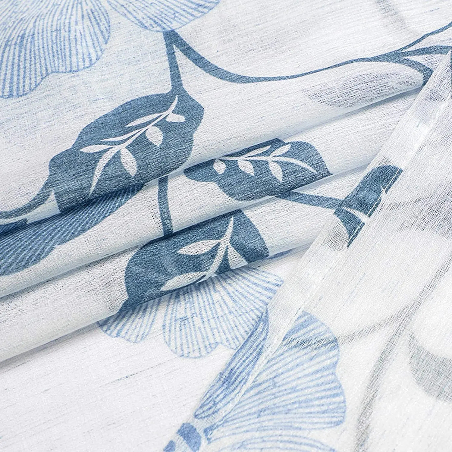 MRTREES Modern Leaves Sheer Curtains for Living Room Bedroom Tulle in the Kitchen Window Treatment Home Decor Drapes |