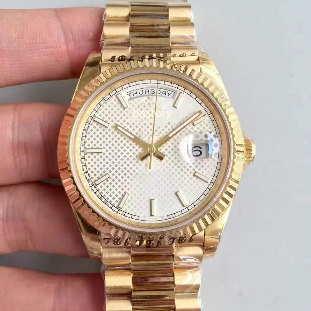 Высокое качество мужские спортивные часы золотые серии DAYDATE 40 мм золотой