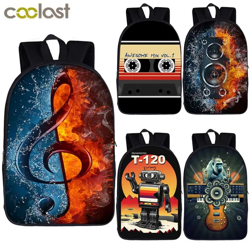 Рюкзак с принтом музыкальных нот для женщин и мужчин Подростковая дорожная сумка