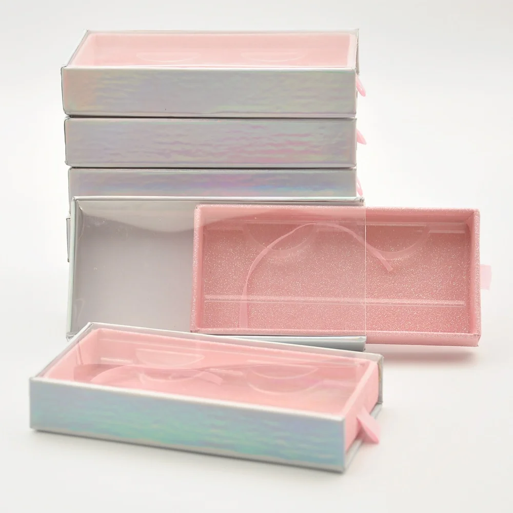 

Wholesale Lash Boxes Packaging Eyelash Box Package Custom Rectangle Drawer Pink Glitter Mink Lashes Makeup Storage Case Vendors