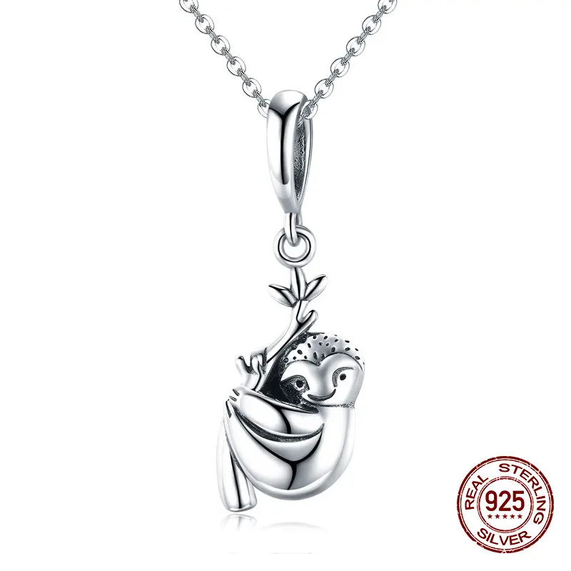 Подлинная Горячая продажа 925 стерлингового серебра милый ленивый ожерелье кулон