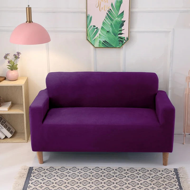 Purple Чехол для дивана из толстого плюша, все включено диван-кровать Чехлы для Гостиная мягкий чехол для дивана диван Полотенца чехол 1/2/3/4 местный - Цвет: Purple