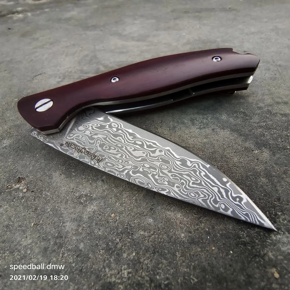 Складной нож JohnnyJamie из дамасской стали тактический резец для кемпинга выживания