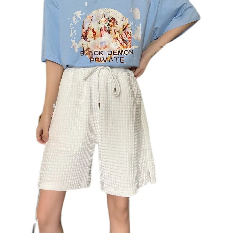 

Plus Size Elastic Waist Cotton Solid High Waist Loose Sport Shorts Summer Fashion Shorts Casual Pants White Black Soft Pants