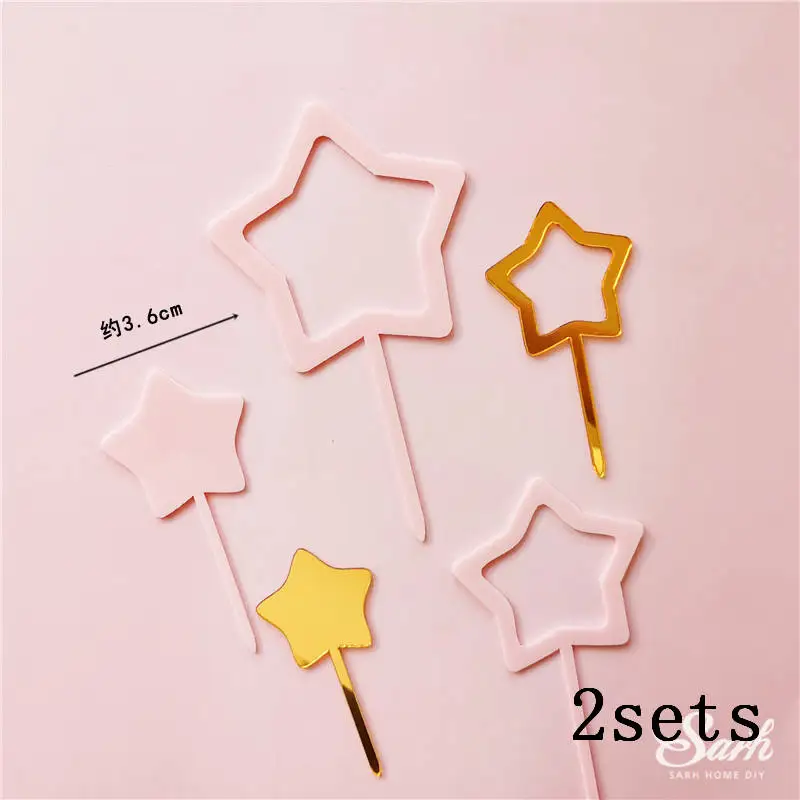 2sets hollow star A Галстук-бабочка декоративные ежики с днем рождения колесо обозрения Eat Me Топпер для торта для свадебной вечеринки принадлежности для выпечки Шары Любовь Подарки - Цвет: 2sets hollow star A