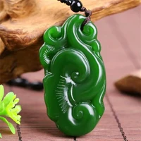 natural green hand carved ruyi jade pendant fashion boutique jewelry men and women necklace gift accessories