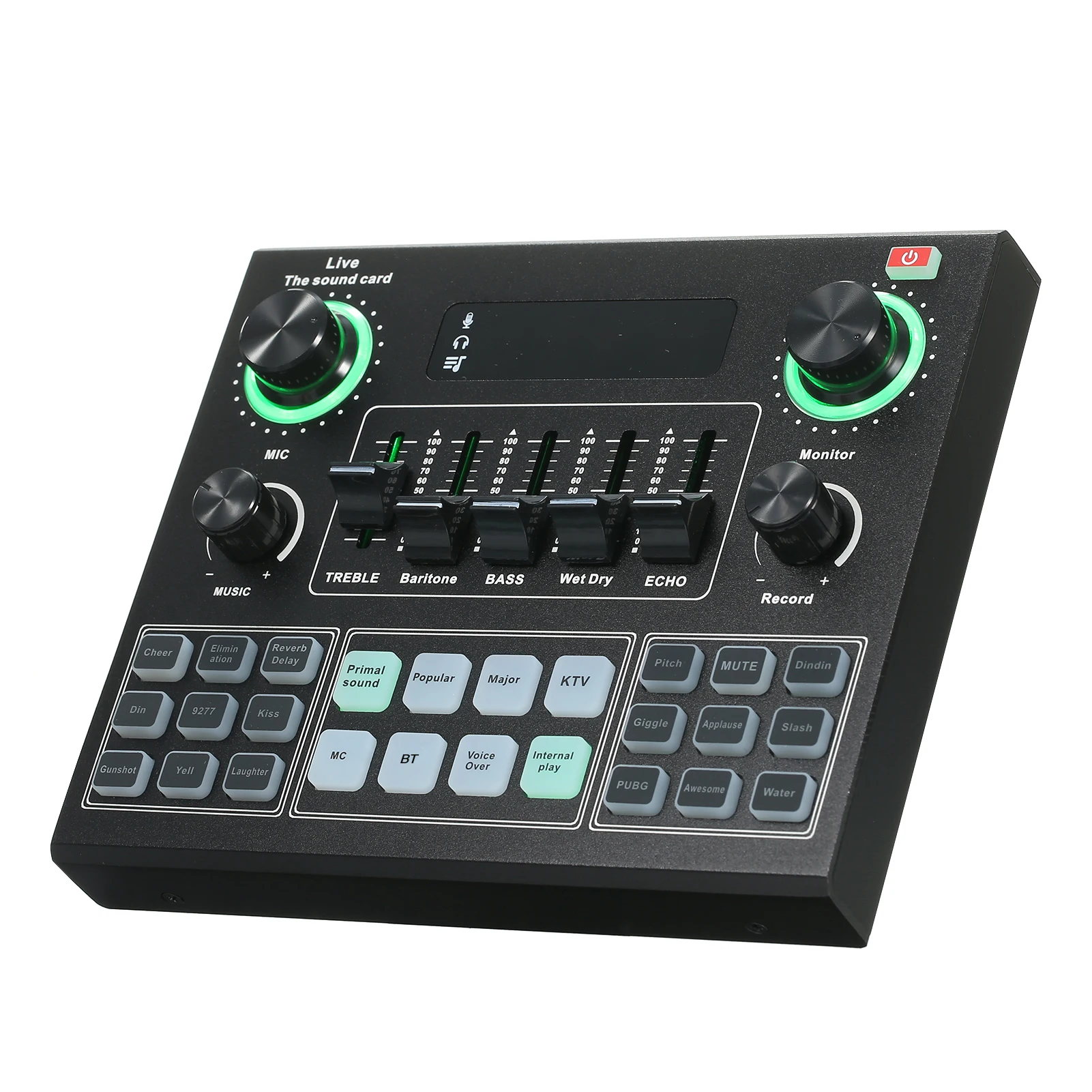 

Двухканальный аудиомиксер с поддержкой прямого эфира, с звуковыми эффектами и чипом шумоподавления DSP для телефонов и ноутбуков