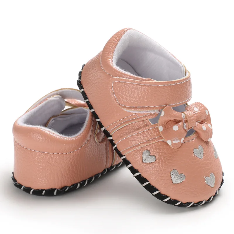 Обувь для малышей девочек с цветочным рисунком из искусственной кожи бантом на