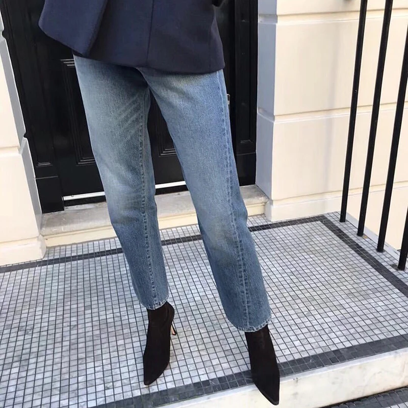 Повседневные Прямые и Асимметричные женские джинсы Rowling в скандинавском стиле |