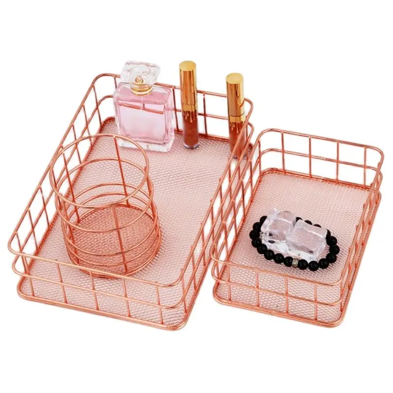 Розовое золото корзина для хранения ткань Модный Железный контейнер корзины
