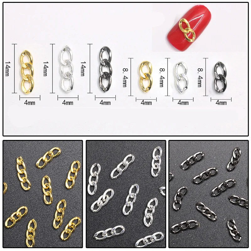 Золотые серебряные черные заклепки 3D украшения для ногтей шпильки металлическая