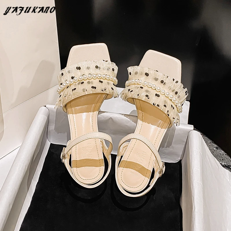 

Женская обувь больших размеров 41-43, новые модные летние туфли на низком каблуке повседневные босоножки на квадратном каблуке под вечернее п...