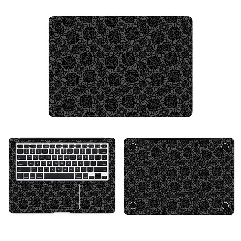 Наклейка для ноутбука Macbook Pro стикер с классическим рисунком черной розы 16 дюймов