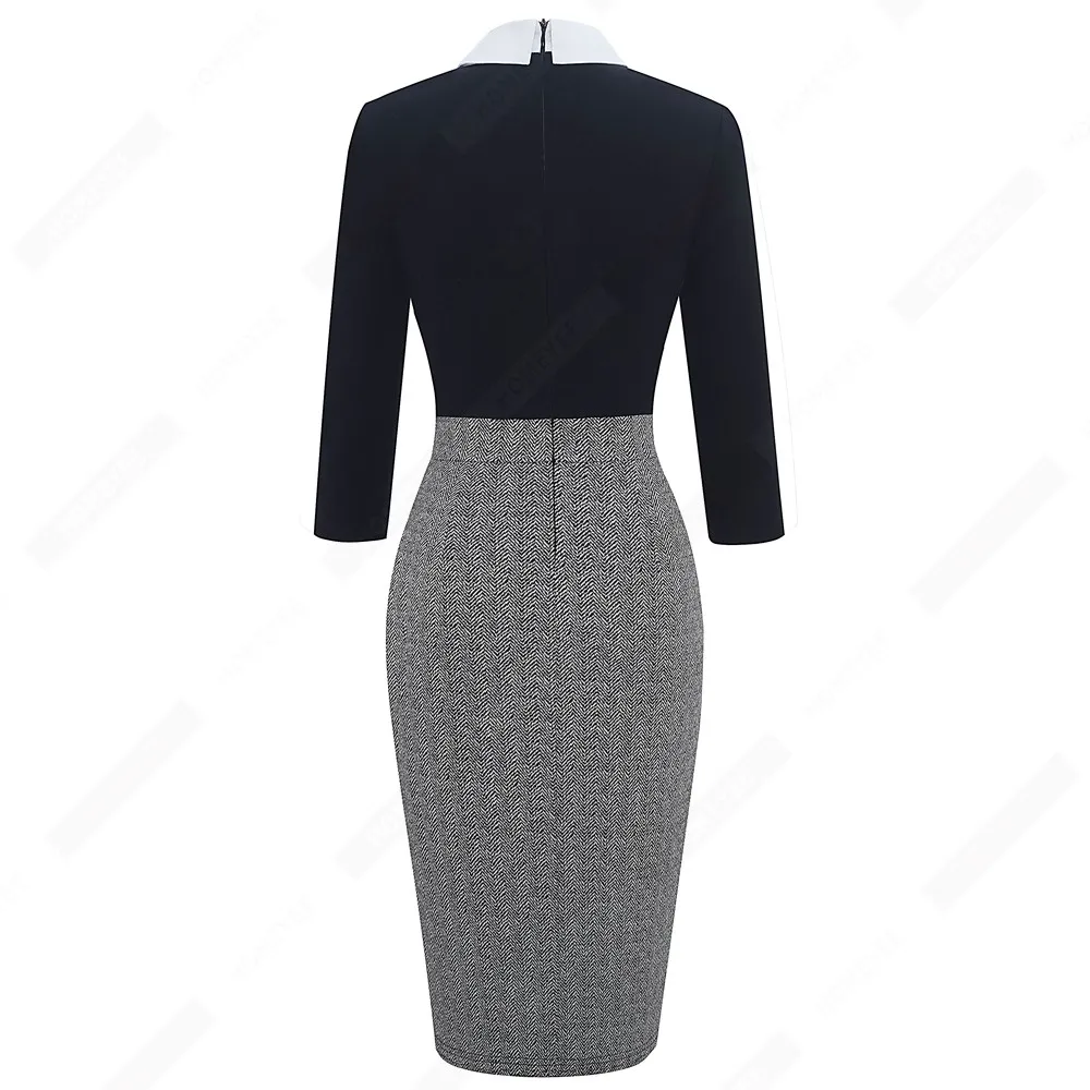 Винтажное деловое элегантное офисное платье карандаш с круглым вырезом и