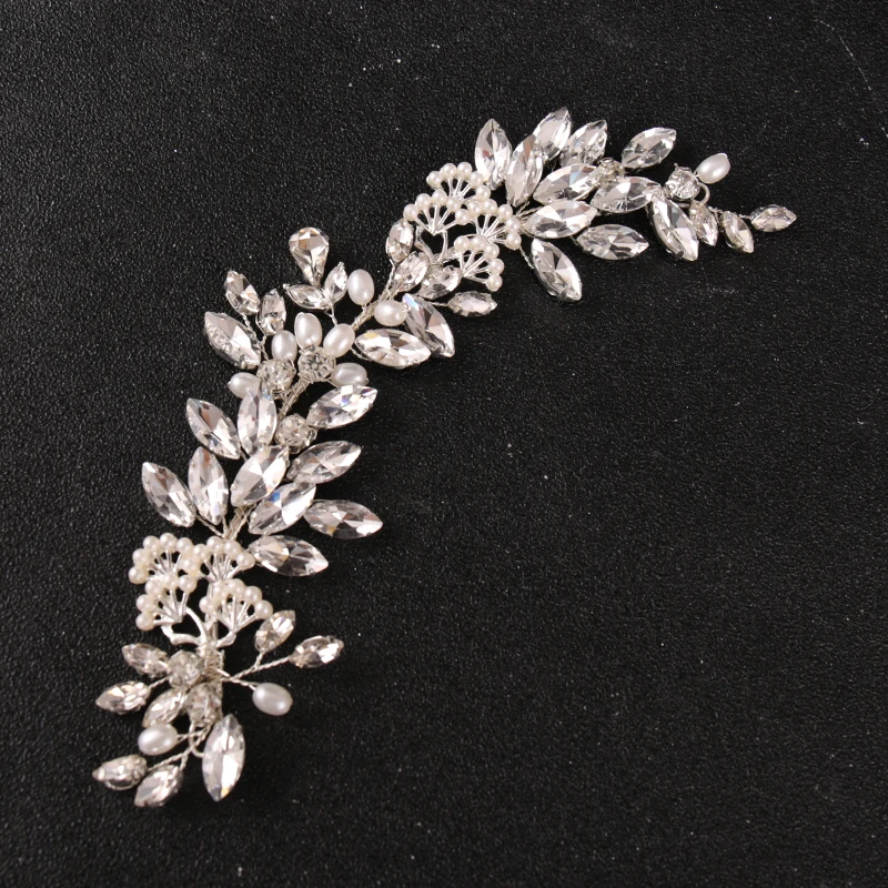 Женский обруч для волос с искусственным жемчугом серебристого цвета большими