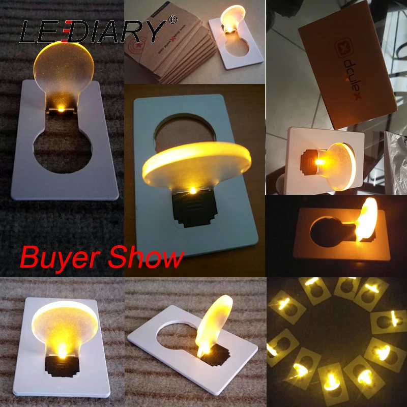 

LEDIARY 10PCS Hot Sale Portable LED Card Lamp/Light Mini Bulb Shape LED Credit Card Lamp Wallet Size New Design Emergency Use