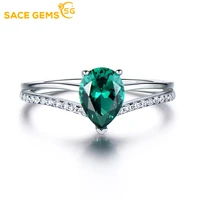 sace gems 925 sterling silver sparkling full high carbon diamond emerald finger rings for women wedding party fine jewelry gift
