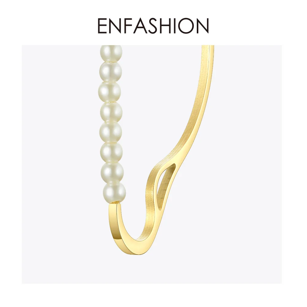 ENFASHION жемчужные серьги манжеты женские золотого цвета минималистичные без