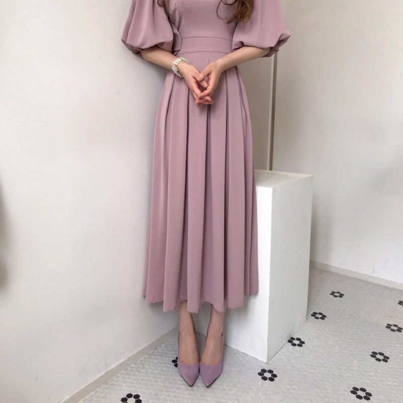 Осеннее Плиссированное женское длинное платье в стиле ампир однотонные женские