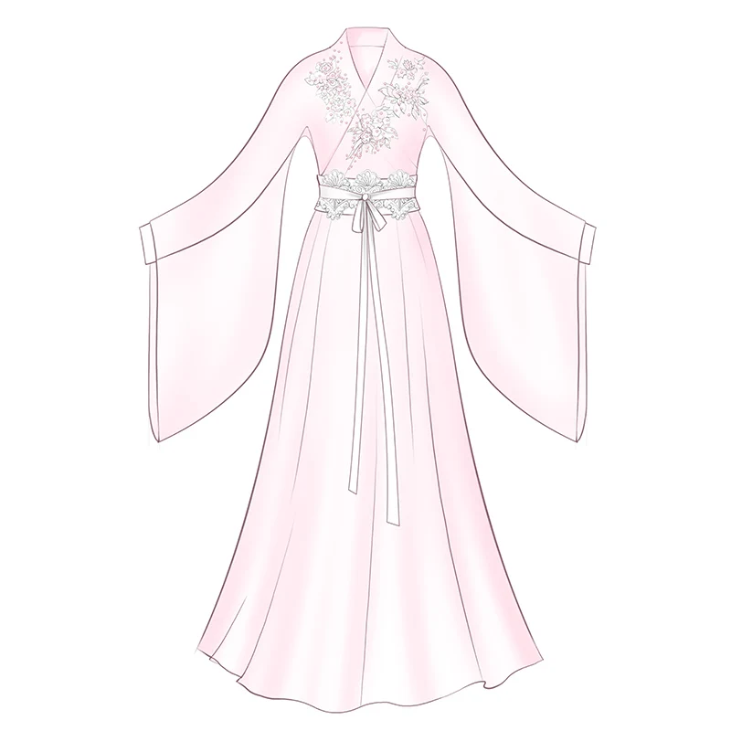 

Chinese style hanfu women dress chic and classy woman cosplay Guzheng Show 2021 summer new pink Plus size long skirt Suits