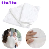 6 pcs baby muslin burp cloths cotton white comfy hand washcloths 6 layer extra absorbent soft newborn towel facecloth baby stuff